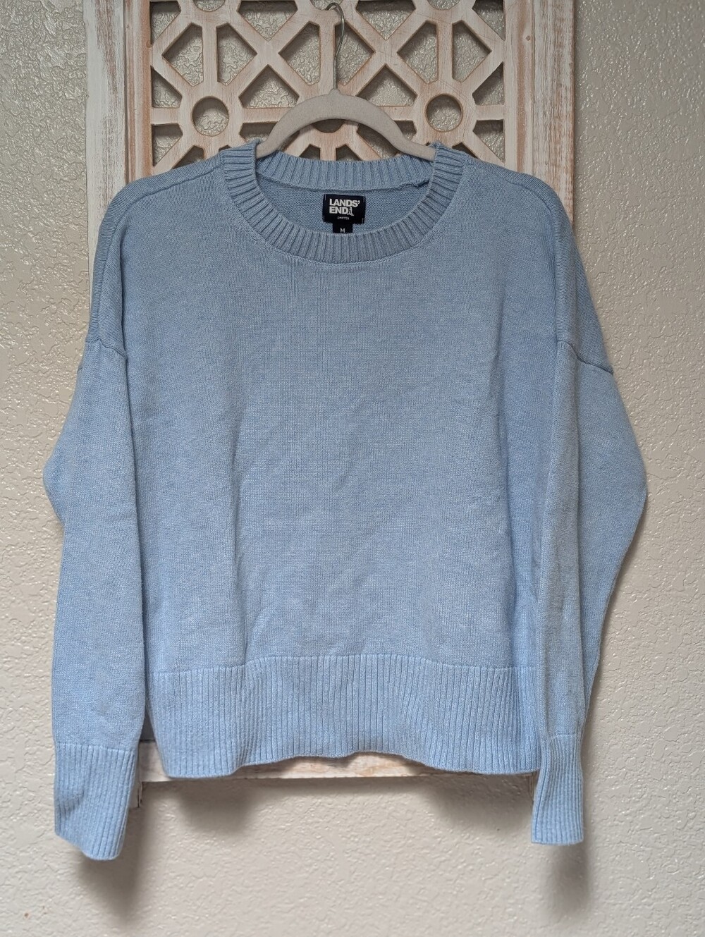 Lands' End Drifter Sweater Light Blue Women's Medium 100% Cotton Nautical